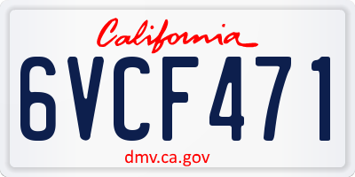 CA license plate 6VCF471