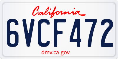 CA license plate 6VCF472