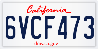 CA license plate 6VCF473