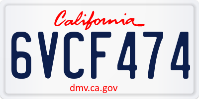 CA license plate 6VCF474