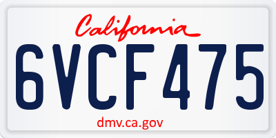 CA license plate 6VCF475