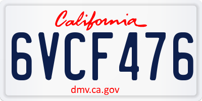 CA license plate 6VCF476