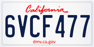 CA license plate 6VCF477