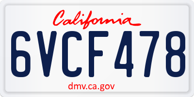 CA license plate 6VCF478