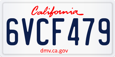 CA license plate 6VCF479