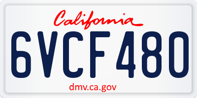 CA license plate 6VCF480