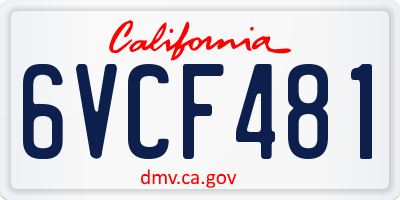CA license plate 6VCF481