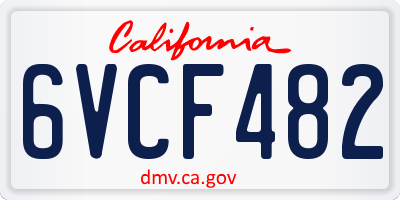 CA license plate 6VCF482