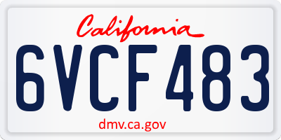 CA license plate 6VCF483