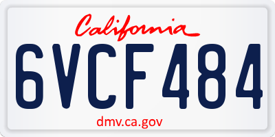 CA license plate 6VCF484