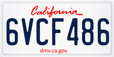 CA license plate 6VCF486