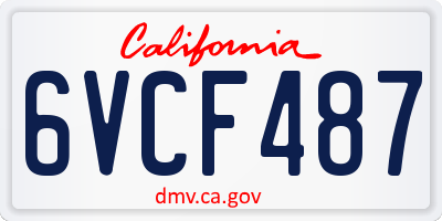 CA license plate 6VCF487