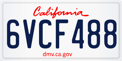 CA license plate 6VCF488