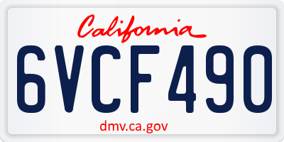 CA license plate 6VCF490
