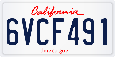 CA license plate 6VCF491