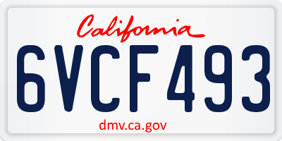 CA license plate 6VCF493