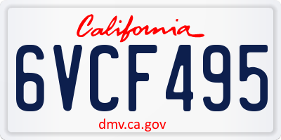 CA license plate 6VCF495