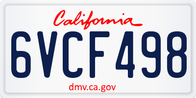 CA license plate 6VCF498