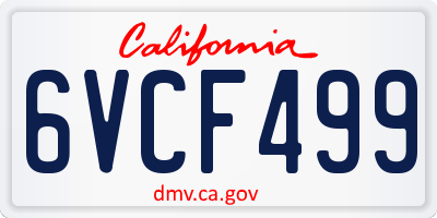 CA license plate 6VCF499