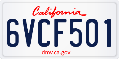 CA license plate 6VCF501