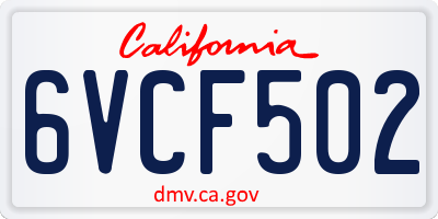 CA license plate 6VCF502