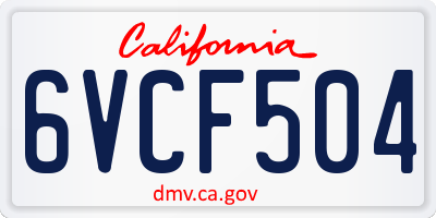 CA license plate 6VCF504