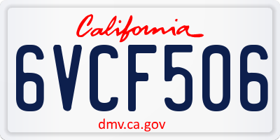 CA license plate 6VCF506