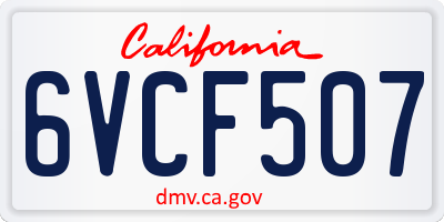 CA license plate 6VCF507