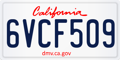 CA license plate 6VCF509
