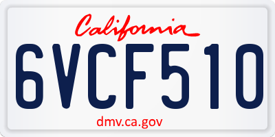 CA license plate 6VCF510