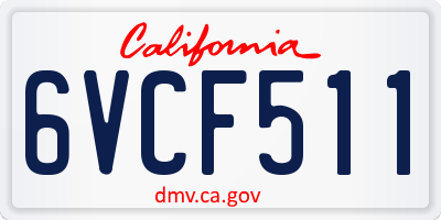 CA license plate 6VCF511