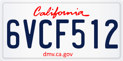 CA license plate 6VCF512