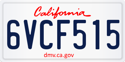 CA license plate 6VCF515