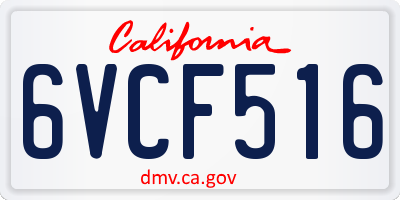 CA license plate 6VCF516