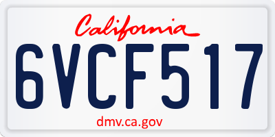 CA license plate 6VCF517