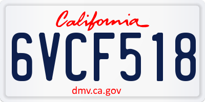 CA license plate 6VCF518