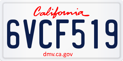CA license plate 6VCF519