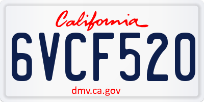CA license plate 6VCF520