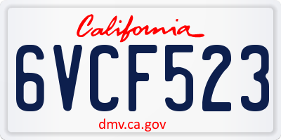 CA license plate 6VCF523