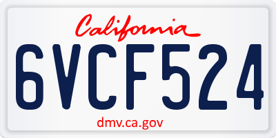CA license plate 6VCF524
