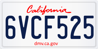 CA license plate 6VCF525