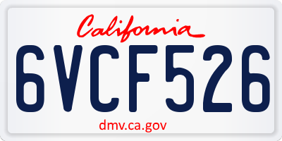 CA license plate 6VCF526