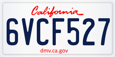 CA license plate 6VCF527