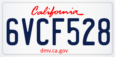 CA license plate 6VCF528