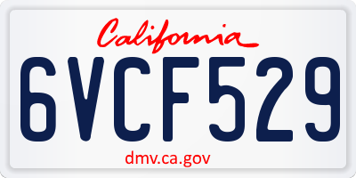 CA license plate 6VCF529