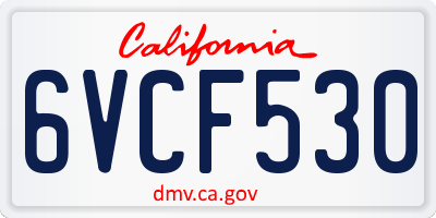 CA license plate 6VCF530