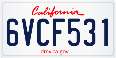 CA license plate 6VCF531
