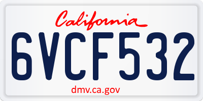 CA license plate 6VCF532