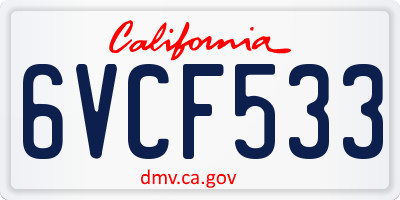 CA license plate 6VCF533