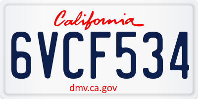 CA license plate 6VCF534